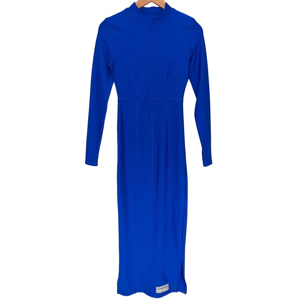 The Giving Movement Sustainable Cobalt Blue Ribbed Bodycon Maxi Dress Size M